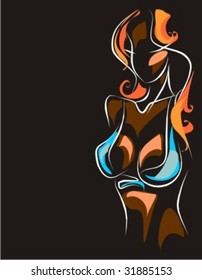 Vector   beautiful girl