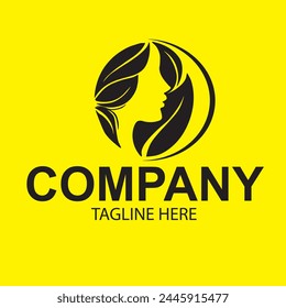 Vector Beautiful Girl Logo Design. Logo woman silhouette, head, face logo isolated. Use for beauty salon, spa, cosmetics design, etc