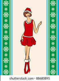 Vector beautiful girl to suit Snow Maiden