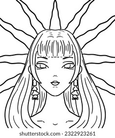 Vector beautiful girl Sun. You can colorize the color scheme.