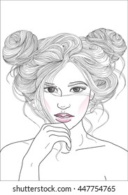 vector beautiful girl with two beams