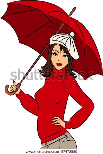 Vector Beautiful Girl Umbrella Stock Vector Royalty Free 87472850 Shutterstock 7146