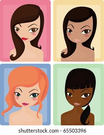 vector of beautiful girls.