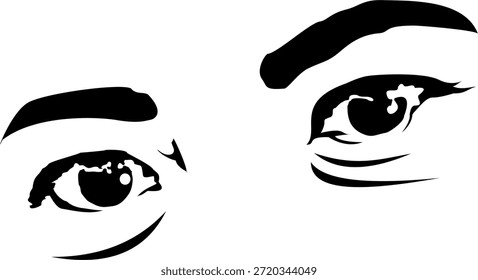Vector de la expresión del ojo de la muchacha hermosa con los trazos negros simples de la línea, aislados en el fondo blanco.
