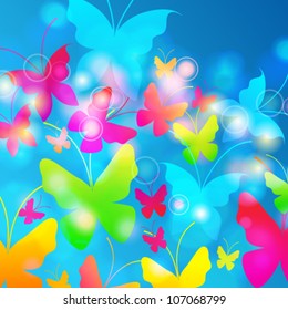 Vector beautiful, glittering summer butterflies illustration
