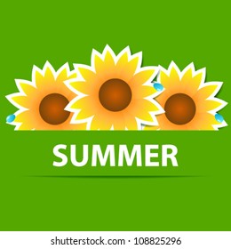 Vector beautiful, glittering summer paper sunflowers background illustration