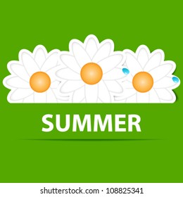 Vector beautiful, glittering summer paper daisies background illustration