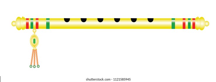 Vector of Beautiful golden wooden flute