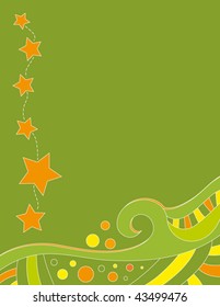Vector beautiful green background with orange stars
