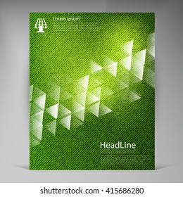 Vector Beautiful Green Flyer. Template flyers design. Business brochure. Triangle