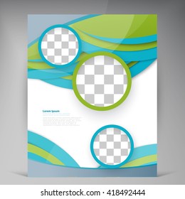 Vector Beautiful Green Flyer. Template flyers design. Business brochure and circles