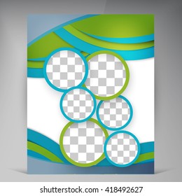 Vector Beautiful Green Flyer. Template flyers design. Business brochure and circles