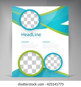 Vector Beautiful Green Flyer. Template flyers design. Business brochure circles
