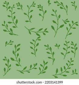Vector Beautiful green leaves on a green background. Cover, page, notebooks.