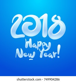 Vektor schöne Grußkarte mit Eis handgefertigten Text Happy New Year 2018 für Kinder.