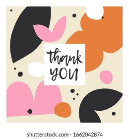 Vector Beautiful Greeting Card Template. Thank You - Creative Card Design Ready For Use. Gratitude Background In Scandinavian Style.