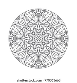 Vector Beautiful Hand drawn Mandala. Circle Abstract Object Isolated On White Background. Ethnic Decorative Element. Islam, Arabic, Indian, turkish, pakistan, chinese, ottoman motifs