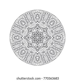 Vector Beautiful Hand drawn Mandala. Circle Abstract Object Isolated On White Background. Ethnic Decorative Element. Islam, Arabic, Indian, turkish, pakistan, chinese, ottoman motifs