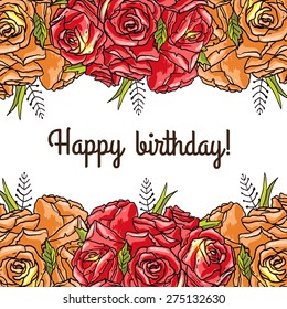vector beautiful hand drawn roses on birthday