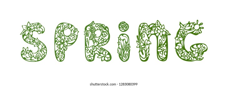 
Vector beautiful hand-drawn letters, designation of spring.