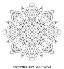 Vector Beautiful Handdrawn Mandala, Patterned Design Element on watercolor background
