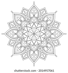 Vector Beautiful Handdrawn Mandala, Patterned Design Element on watercolor background