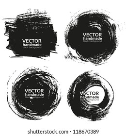 Vector beautiful handmade black strokes- backgrounds painted by brush