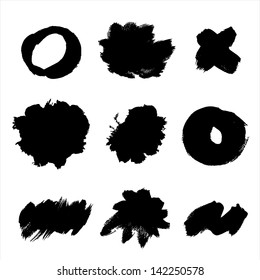 Vector beautiful handmade black strokes- backgrounds painted by brush