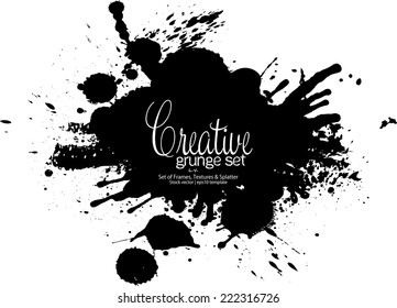Vector beautiful handmade grunge black strokes - design template easy to edit