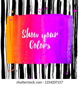 Vector beautiful handmade watercolor splash and strokes background.
