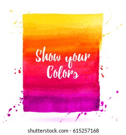 Vector beautiful handmade watercolor splash and strokes background.