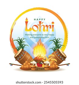 vetor de fundo bonito festival Happy Lohri com conceito de cor gradiente