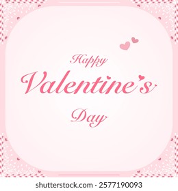 Vector - Beautiful Happy Valentine's Day card with mini hearts. Pink color. Square image. Seasonal greeting.