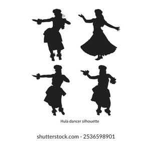  vector beautiful Hawaiian hula girl traditional dancing silhouette