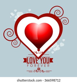 Vector beautiful heart greeting or illustration for Valentines day.