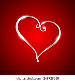 vector beautiful heart  illustration in red background