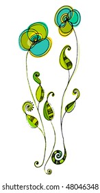 vector beautiful illustrated cute flowers