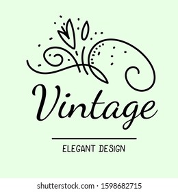 Vector beautiful illustration of spring floral decoration with tulip and inscription on light color background. Flat line art style template design of flower for web, invitation, greeting card, label
