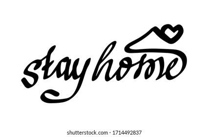 vector beautiful inscription stay home on white background