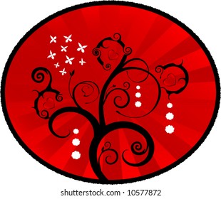 Vector beautiful japanese style floral design