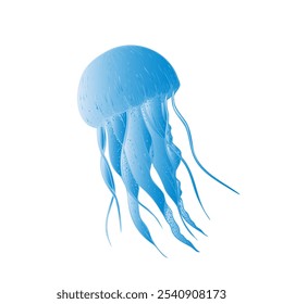 Vector beautiful jellyfish. Hand painted sketch. Graphic clip art isolated on background. Underwater illustration. For designers, invitations, decoration, postcards, wrapping papr, scrapbooking, cover