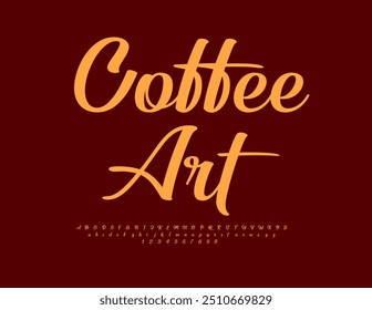 Vector beautiful label Coffee Art. Modern Calligraphic Font. Decorative Alphabet Letters and Numbers set.