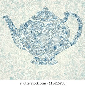 Vector beautiful lacy teapot