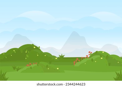 Vector beautiful landscape nature background with flat illustration.