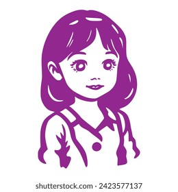 Vector beautiful little girl vector art illustration 