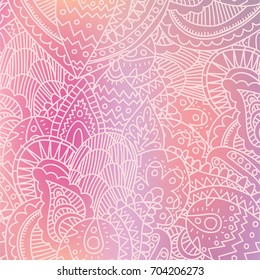 Vector bello doodle rosa doodle floral tribal boho encaje elegante patrón de fondo de gradiente para tarjetas y mujeres diseño de moda