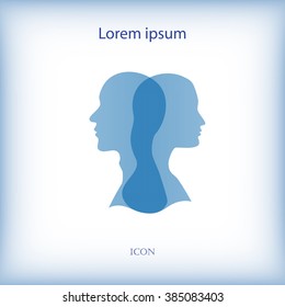 vector beautiful man and woman profiles