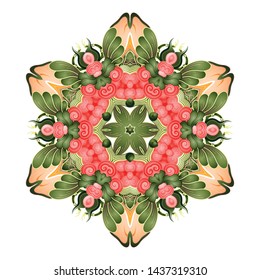 Vector Beautiful Mandala. Circle Abstract Object Isolated On White Background. Ethnic Decorative Round Element