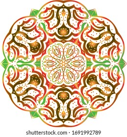 Vector hermoso Mandala.Mandala color rojo y marrón mandala sobre fondo blanco aislado.