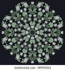 Vector Beautiful Mandala Roses Background. Floral Seamless Pattern with many details